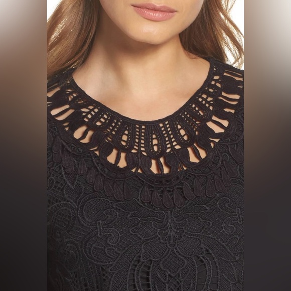 Kobi Halperin 3/4 Sleeves Kandace Black Lace Shift Dress - Picture 4 of 10